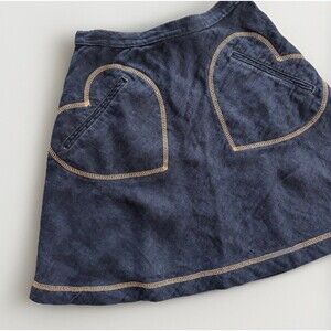 Vintage Moschino Black Heart Pocket Embroidered Skirt